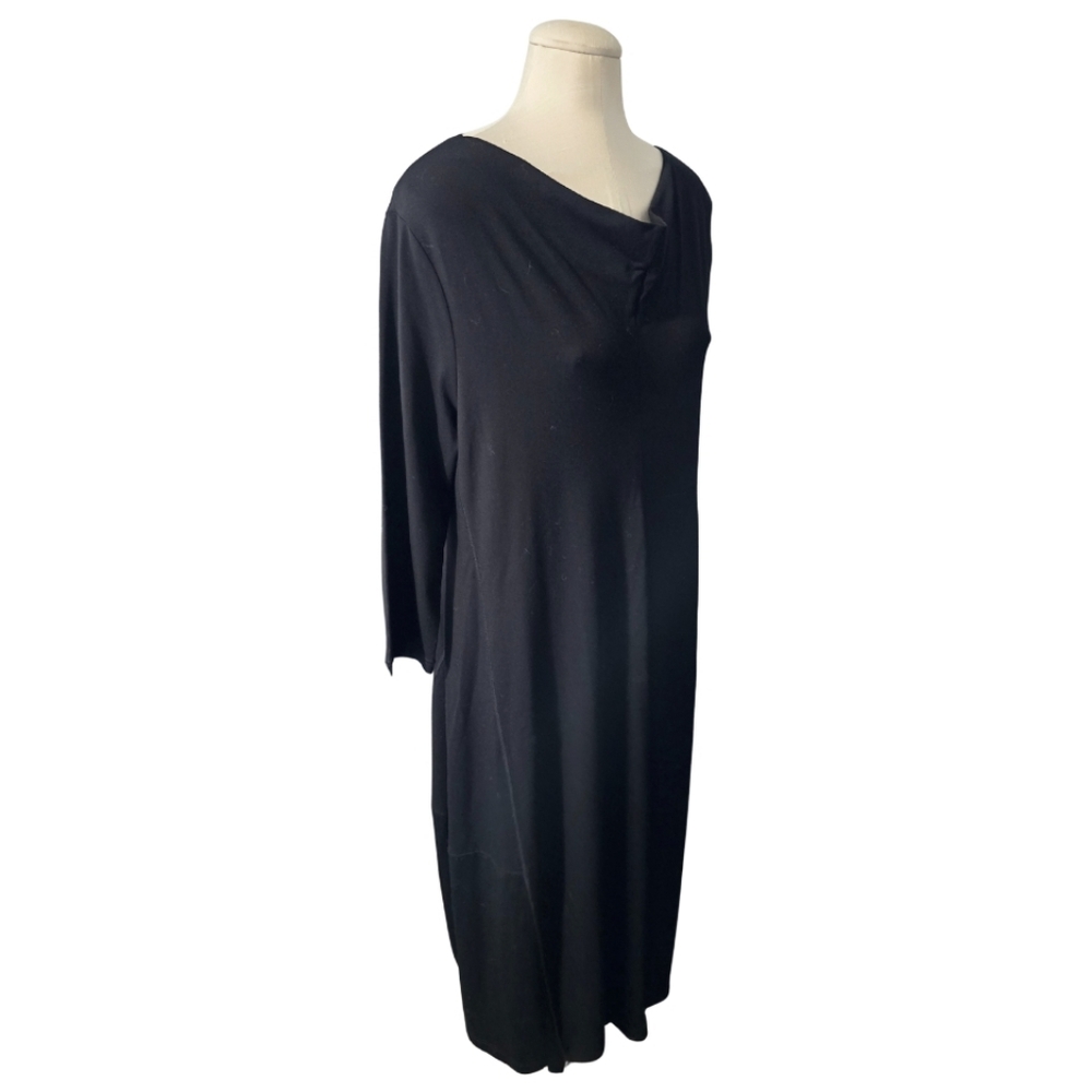 OSKA Long Sleeve Black Maxi Dress Size 3 10/12 44 Lagenlook Utilitarian Cowlneck - Picture 3 of 5